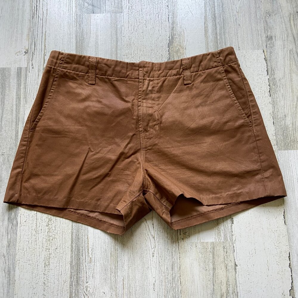J Brand Waist Size 28 Lola Shorts Coated Cotton Brown Faux Leather Look